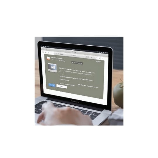 MacBook displaying email error message.