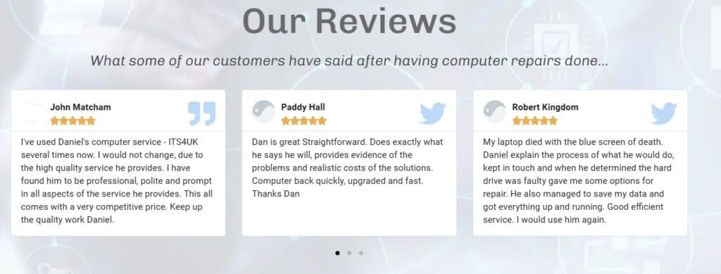 Happy Customer at ITS4UK Computer Service Howden