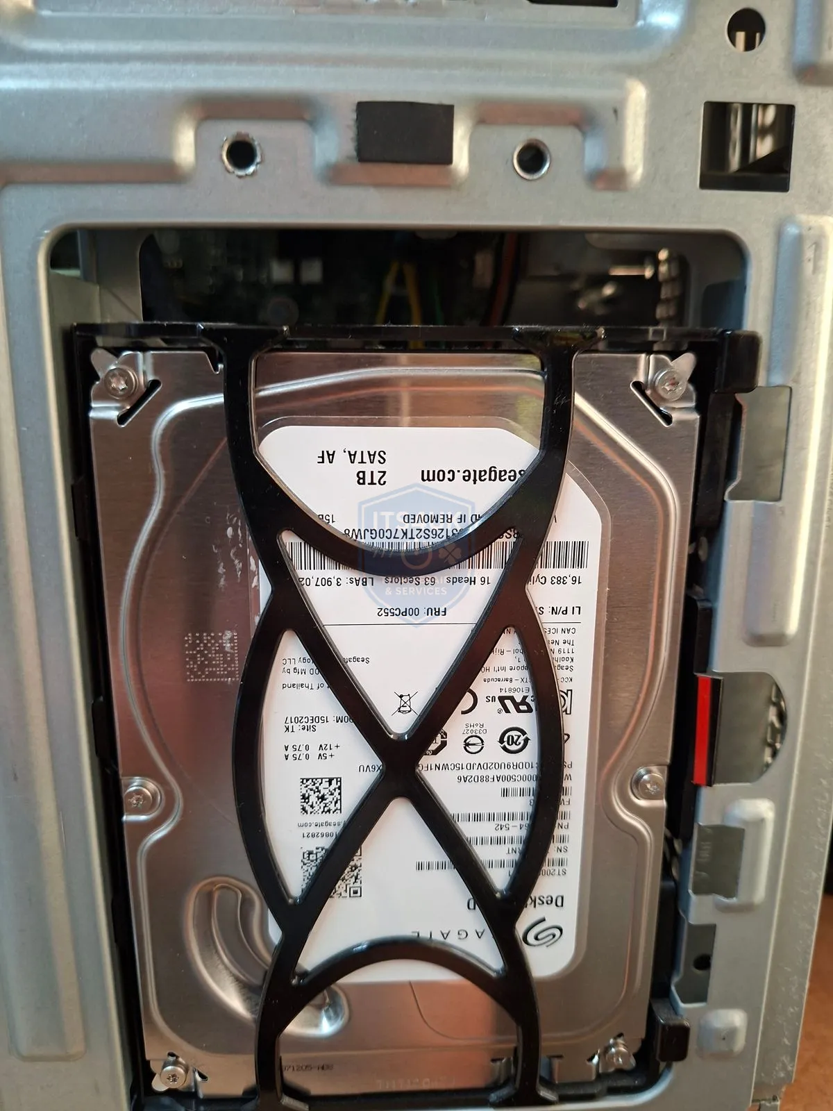Seagate hard drive reinstalled inside a desktop PC after recovery