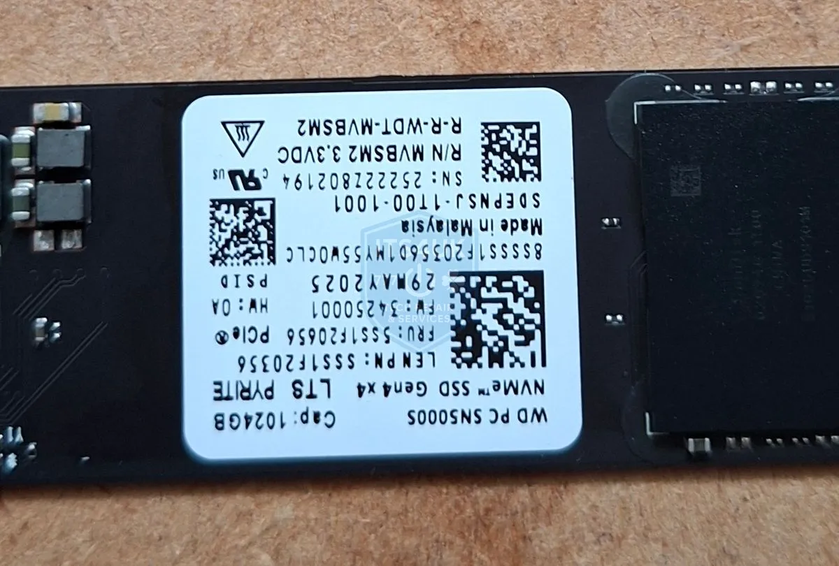 WD NVMe M.2 SSD undergoing data recovery diagnostics